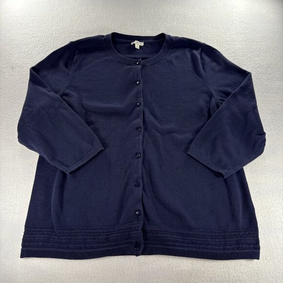 Talbots Women’s XL Blue 3/4 Sleeve Button Cardigan Sweater - Picture 1 of 9